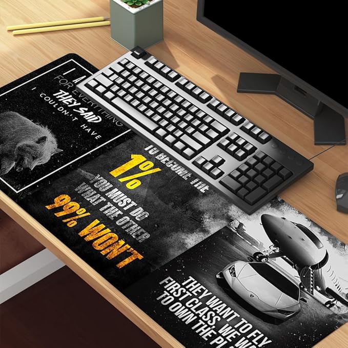 Black and White Keyboard Mat Inspirational Mousepad Motivational Office Long Mouse Pad Abstract Accessories Desk pad Mouse mat for Desktop Gamer Guy Boys Mens Office Accessories 31.5"x15.7"