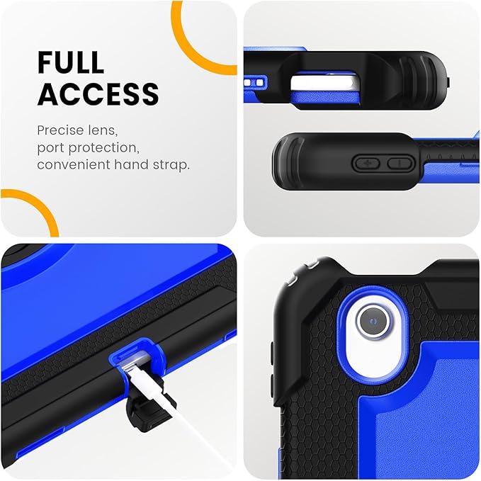 timecity for iPad Air 13 Inch Case M4 2026/ M3 2025/ M2 2024, 360° Rotating Stand, Pencil Holder & Wireless Charging, Shockproof with Screen Protector & Shoulder Strap - for Designers, Dark Blue
