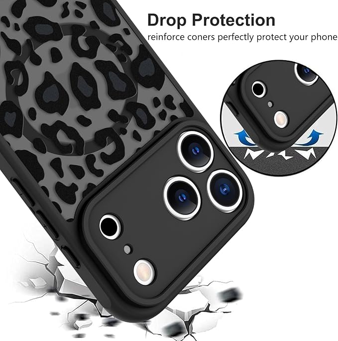 KANGHAR Case Compatible with iPhone 17 Pro Max Leopard Printed Pattern [Compatible with Magsafe] Cute Cheetah Protective Magnetic Case for Girls Women Men 6.9"