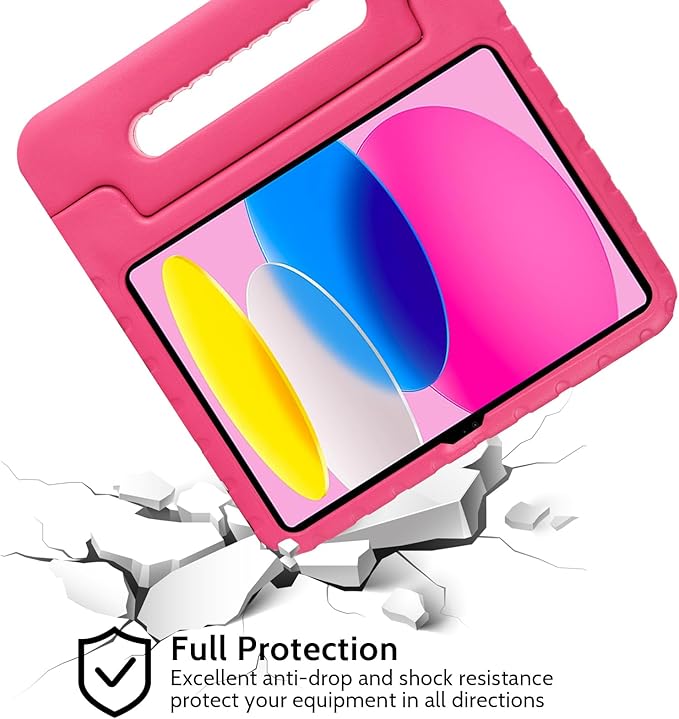 Dteck Kids Case for iPad 10th Generation 10.9" 2022 With Pencil Holder, Shockproof Rugged Lightweight EVA Handle Stand Child Proof for 10.9 Inch iPad 10th Gen, Rose