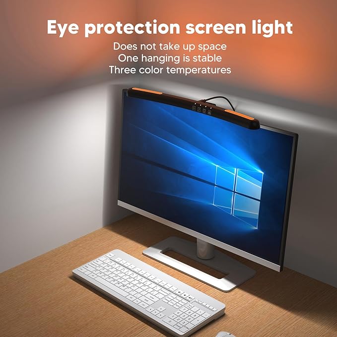 Computer Monitor Lamp with Asymmetric Optical Design Adjustable Touch Dimming RGB Light Curved Monitor lamp bar with Asymmetric Optical Design USB Lamps USB Lamps