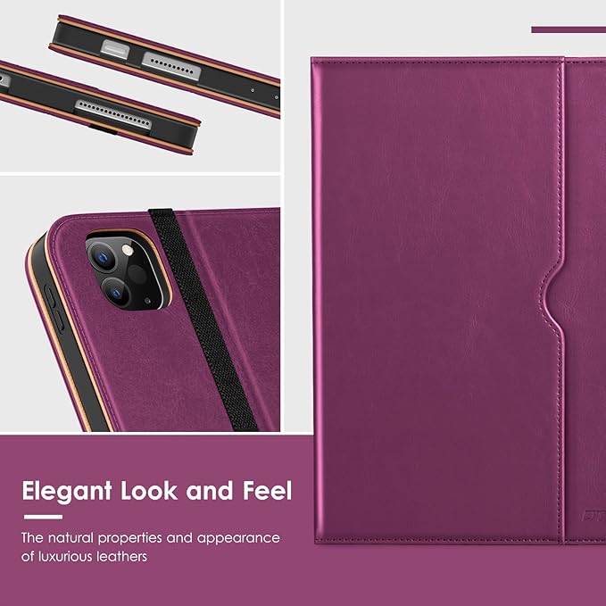 VIKESI Case for iPad Air 13 inch (M4) 2026 / (M3) 2025 / (M2) 2024,Premium Leather Folio,Apple Pencil Holder,Auto Sleep/Wake,Stand Cover - Purple