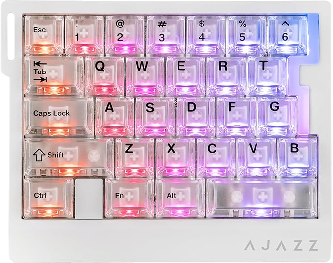MechLands AJAZZ AK029 One Handed Gaming Keyboard, 8Khz Polling, 29 Keys Rapid Fast Wired Keyboard, SOCD & DKS, Magnetic Switch, Adjustable Actuation, RGB Backlits, Aluminum Plate (White Transparent)