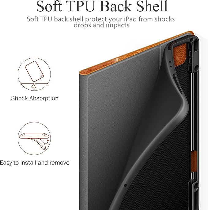 KingBlanc for iPad Pro 12.9 Case 6th/5th/4th/3rd Generation (2022/2021/2020) with Pencil Holder, PU Leather Smart Stand Cover, Auto Sleep/Wake, Apple Pencil2 Charging, Multi-Angle for Typing, Brown