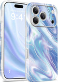 GVIEWIN for iPhone 17 Pro Case Compatible with MagSafe, [Full Camera Protection][Military-Grade Protection] Shockproof Protective Slim Magnetic Marble Phone Case for 17 Pro 6.3", Aurora/Azure Blue
