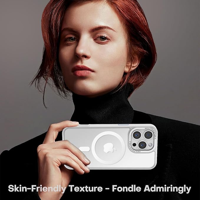 Newfuture Designed for iPhone 16 Pro Case with Magnetic [13 FT Military Drop Protection] [Compatible with Magsafe] Slim Translucent Matte Shockproof with Anti-Fingerprint Phone Case,Frosted White