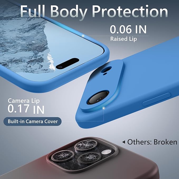 FireNova Magnetic for iPhone Air Case, Compatible with MagSafe, [Integrated Silicone Camera Control Button] [Camera Protection] Microfiber Lining Phone Case for iPhone 17 Air, 6.5", Blue
