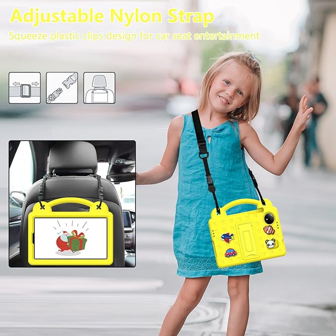 AKABEILA Compatible with Doogee U11/U11 Pro 2025 11 inch/Tab G6/Tab G6+ 11 inch/Infinix Xpad 20 2025 inch/Umidigi G7 Tab Pro 2024 11 inch Tablet Case, Shoulder Strap & Stand Handle Yellow
