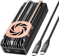 GRAUGEAR USB4 M.2 SSD Enclosure, 40Gbps NVMe SSD Enclosure with Built-in Cooling Fan and Dual-Pipe Heatsink Aluminum Case, Thunderbolt 4/3, ASM2464PD Chip