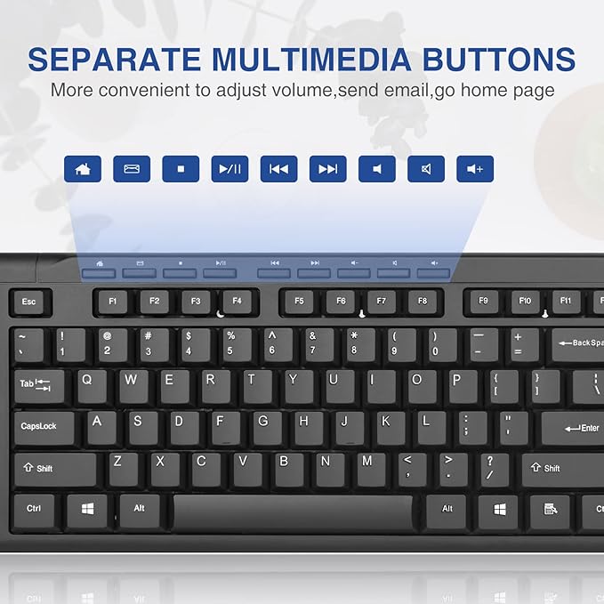 Rii RK907 Ultra-Slim Compact USB Wired Keyboard for Mac and PC,Windows 10/8 / 7 / Vista/XP(Black) (10-PCS)
