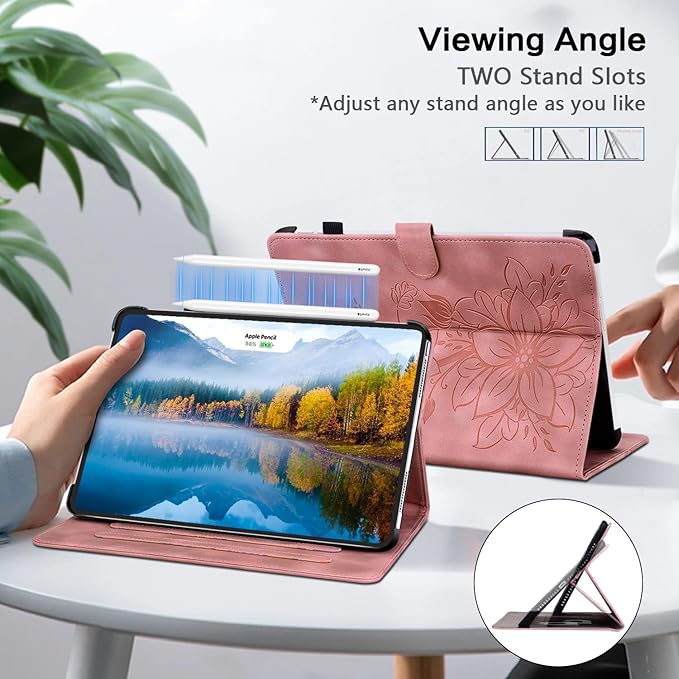 Case for iPad (A16) 11th Generation 11 Inch 2025, iPad 10th Generation 10.9 inch 2022 Case, Auto Wake/Sleep Supports Pencil Holder Magnetic Clasp Stand Cover, Pink