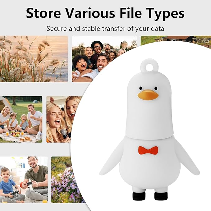 USB Flash Drives, 16GB/32GB/64GB/128GB Silicone USB2.0 High Speed Thumb Memory Stick Pen Date Storage Pendrive U Disk (Cute Goose, 32GB)