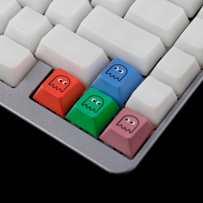 Cherry Proifile Pacman Five Dye PAC PBT Key caps Custom Sublimation keycaps for MX Mechanical Gaming Keyboard (Cherry Pacman 5 Keys)