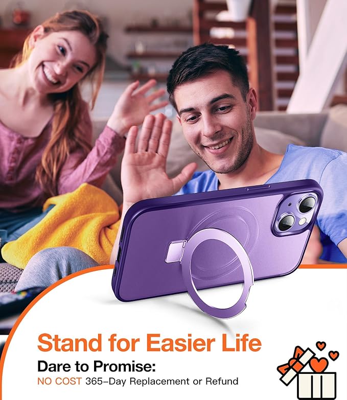 Chicfun 3-in-1 [Magnetic+Kickstand+Ring Holder] for iPhone 15 Plus Case with Stand Ring Holder， Compatible with MagSafe, Military Shockproof Kickstand Phone Case iPhone 15 Plus Cover Purple