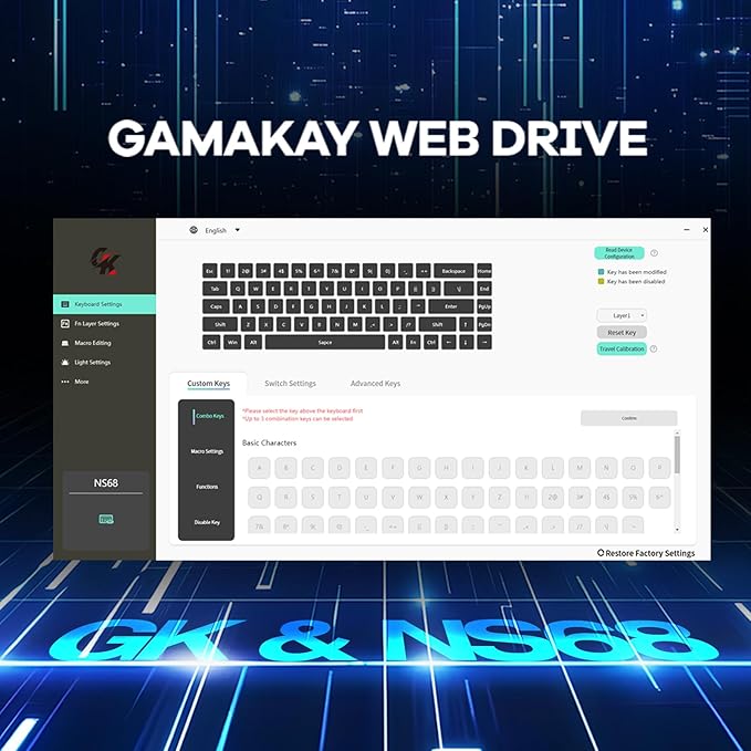 GK GAMAKAY x NaughShark NS68 Rapid Trigger Wired Gaming Keyboard, 65% Hall Effect Mechanical Keyboard, 8KHz Polling Rate 0.01mm RT, Snap Tap, Outemu Peach Crystal Magnetic Switch (Black-Side Printed)