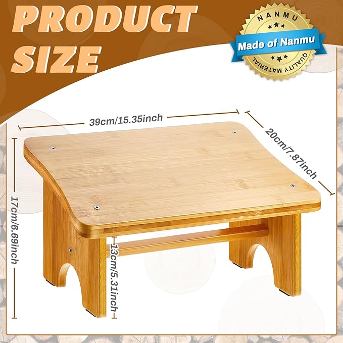 Yookeer Foot Rest Under Desk, Nursing Foot Stool Wood Desk Footrest Slanted Rest Nonslip Wooden Stool Chair Portable for Adults, Office Home Kitchen Bedroom Living Room Bathroom