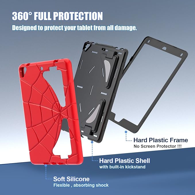 AKABEILA Compatible with Apple iPad 9.7 5th/6th(2017/2018)/iPad Air 2/iPad Pro 9.7 Tablet Case，Lightweight Shockproof Rugged Protective Cover with Kickstand for Kids Children Boys Babies Red Black