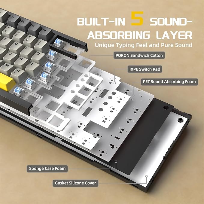 Attack Shark ajazz AK820 Pro Wireless Mechanical Gaming Keyboard Hot Swappable TFT Display & Knob RGB Backlit BT 5.1/2.4Ghz /Type-C Wired Gasket-Mounted Custom Keyboard for PC/Win(Black/Fish Switch)