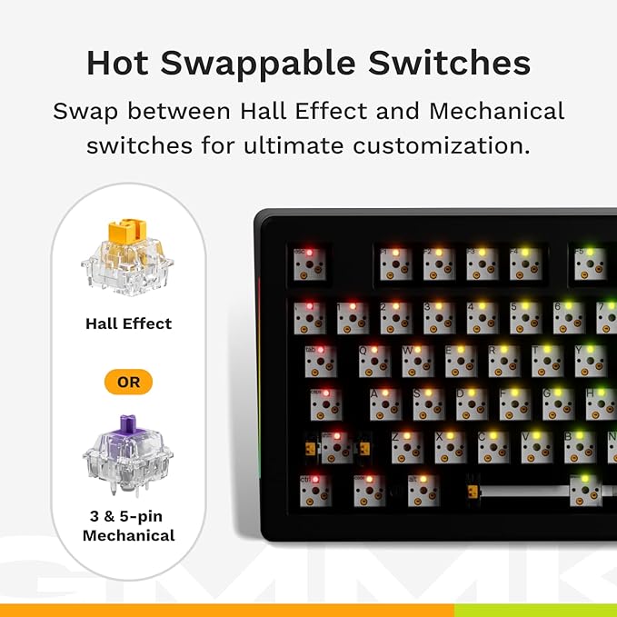 Glorious Gaming - GMMK 3 HE Rapid Trigger Keyboard, Hall Effect, 8K Polling Rate, MX Mechanical & Magnetic Switches, Hotswappable 100% Keyboard, Modular Gasket System, Doubleshot PBT keycaps (Black)
