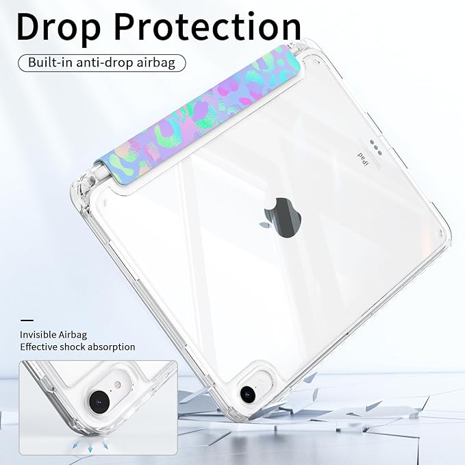 Trifold Case for iPad 11th Generation A16 Chip 2025, Slim iPad 10th Generation Case A14 10.9" 2022, Lightweight Shockproof Clear Transparent Back Cover, Composition Book