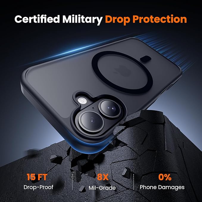 toushion 3 in 1 for iPhone 17 Case Matte Black,Fits MagSafe, Screen Protector*1 Camera Lens Protector*1,Matte Skin Feeling Back, Cover Military-Grade Protection