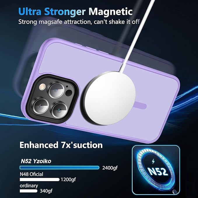 Strong Magnetic for iPhone 16 Pro Max case [10Ft Military-Grade Protection] Compatible with fit MagSafe Shockproof Slim Thin Cover case for iPhone 16 Pro Max 6.9 inch, Light Purple