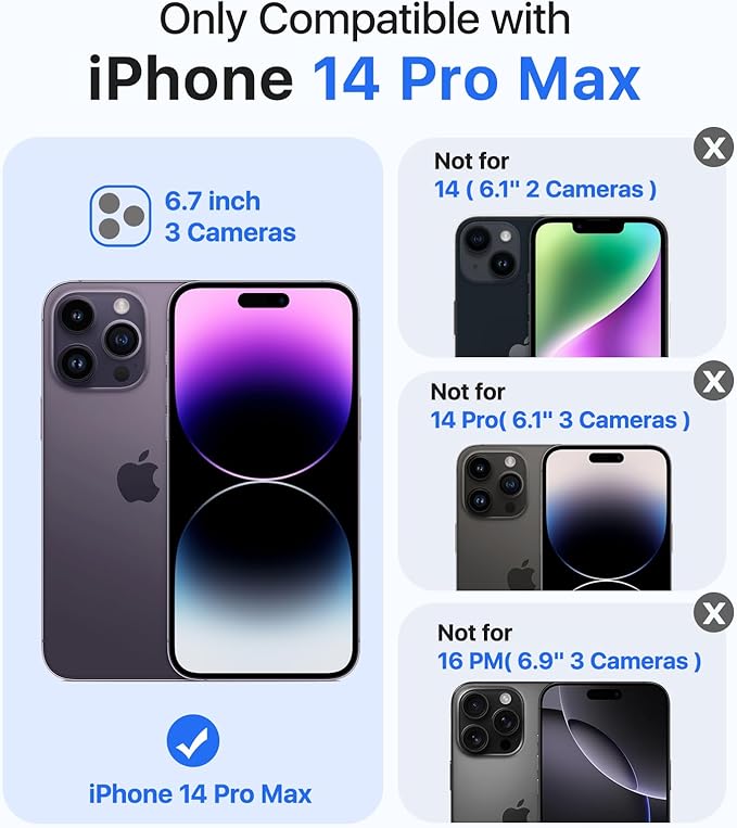 Magnetic for iPhone 14 Pro Max Case, [Compatible with MagSafe][Military-Grade Drop Protection][Anti-Yellowing]Shockproof Translucent Matte Cover for iPhone 14 Pro Max Phone Case,Midnight Blue