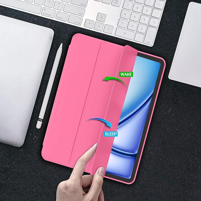 iMieet iPad Air 11 Inch Case M4/M3/M2(2026/2025/2024), iPad Air 5th/4th Generation Case 2022/2020 10.9 Inch with Pencil Holder,Trifold Stand Smart Case with Soft TPU Back(Watermelon)