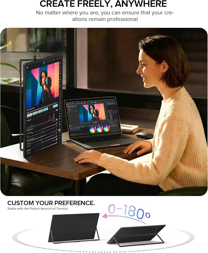 UPERFECT Portable Monitor 4K 60Hz 18.5", 145% sRGB QLED Laptop Monitor, 400 Nits Ultra-Slim Monitor, USB-C & HDMI, VESA & Case, Travel Second Screen for Laptop, Computer, Mini PC, Game Consoles