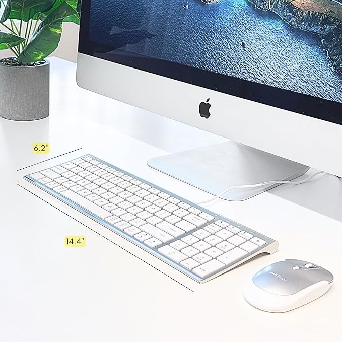 Macally Wired Keyboard for Mac, Compatible Apple Keyboard with Numeric Keypad - Slim, Space-Saving Design for MacBook Pro/Air Laptop, Mac mini, iMac Replacement