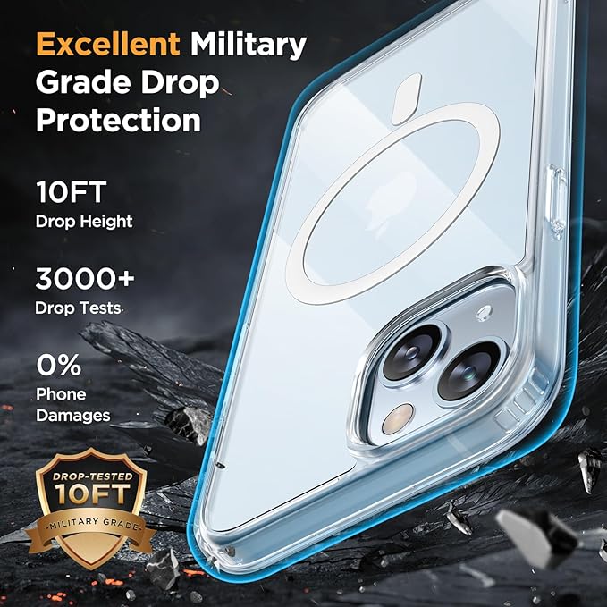 Miracase Magnetic for iPhone 14 Plus Case 6.7 inch (Compatible with MagSafe)（with 2X Screen Protectors） Military-Grade Protection, Anti-Fingerprint Translucent Matte Phone Case Cover, Clear
