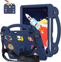 AKABEILA Compatible with Apple iPad 7 2019 10.2/iPad 8 2020 10.2/iPad 9 2021 10.2/iPad Pro 10.5 2017/iPad Air 3 2019 10.5 Tablet Case, Kids Case with Shoulder Strap & Stand Handle & Pen Tray Navy Blue