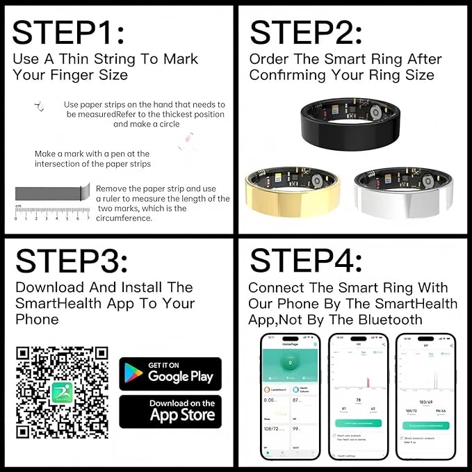 Smart Ring for Women Men,No Subscription Fee,Fitness Tracker Ring with Heart Rate, Sleep Monitoring, Blood Oxygen, Step Counting for iOS and Android, Waterproof(Rose Gold, 11)
