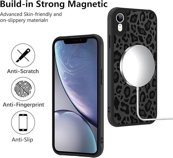 KANGHAR Case for iPhone XR Phone Case [Compatible with Magsafe] Leopard Printed Pattern Cute Cheetah Protective Magnetic Case for Girls Women Men 6.1"