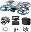 Foldable Drone with HD Camera Propeller Safety Protection, Screen Remote Control FPV Drones, Optical Hovering Brushless Motor G63 Mini Quadcopter with LED Light & 2 Batteries for Adult Beginners