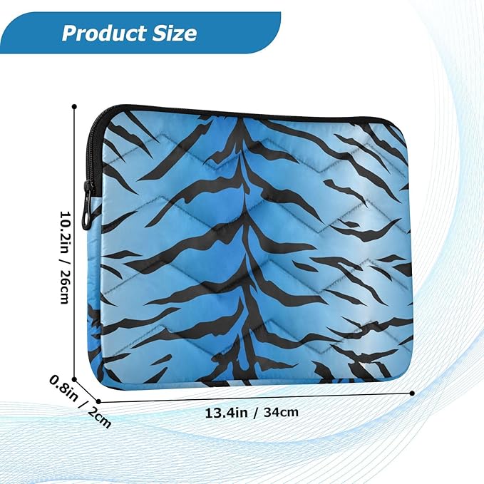 Laptop Case Sleeve, Blue Tiger Black Stripes Pattern Shockproof Protective Computer Carrying Cover, Briefcase Handbags 13-13.3inch Laptop Sleeve Bag