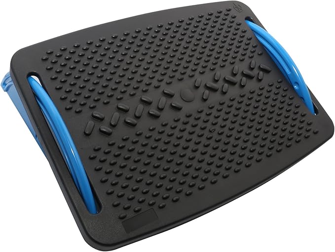 IO Crest Ergonomic Floating Tilt Foot Rest Textured Surface Reduce Muscle Strain, Black Blue