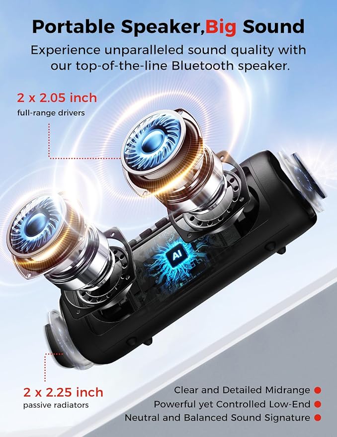 BolaButty Bluetooth Speaker Portable Wireless, IPX5 Waterproof, Up to 20H Playtime, TWS Pairing, BT5.3, for Home/Party/Outdoor/Camping/Beach Essentials, Birthday Gift (Black)