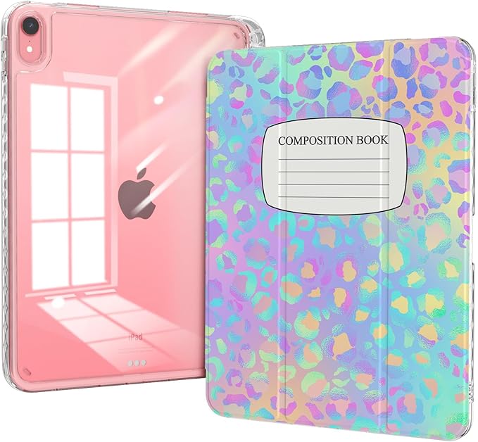 Trifold Case for iPad 11th Generation A16 Chip 2025, Slim iPad 10th Generation Case A14 10.9" 2022, Lightweight Shockproof Clear Transparent Back Cover, Composition Book