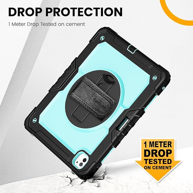timecity Case for iPad Pro 13 Inch M5 2025 / M4 2024, 360° Rotating Stand, Pencil Holder & Wireless Charging, Shockproof with Screen Protector & Shoulder Strap - for Designers & Professionals, Blue