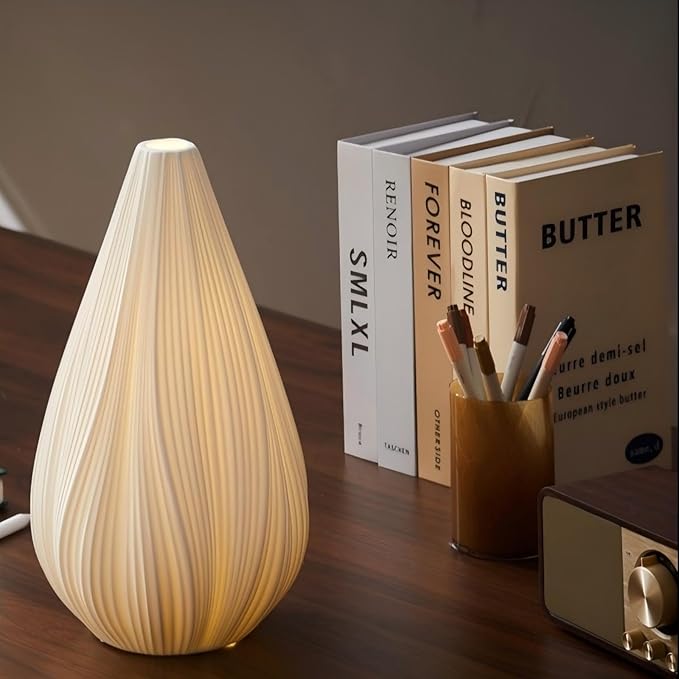 RONDURE 12.5" Modern Ceramic Table Lamp, Fully Dimmable Modern Bedside Lamps for Bedroom, Living Room and Nightstand, White Translucent Ceramic Shade, Warm Ambient Lighting, Corded, Bulb Included