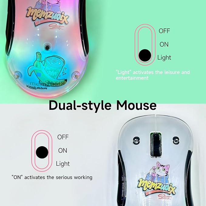 memzuoix 2.4G LED Wireless Mouse, Rechargeable Ergonomic Mouse with Detachable Cover, 1200 DPI Portable Optical Computer Mouse with USB Receiver for Laptop/PC/Desktop/MacBook, 5 Buttons-with Stickers