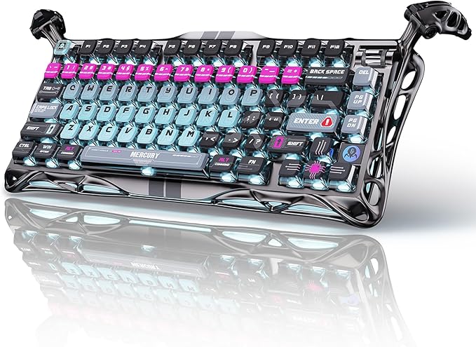 GravaStar Mercury V75 Pro HE Keyboard – 75% Layout Gaming Keyboard, Hall‑Effect Magnetic Switches, Only Wired, Hot‑Swappable, 8000 Hz Polling, Dual‑Zone RGB, Semi‑Aluminum Frame with Cyberpunk