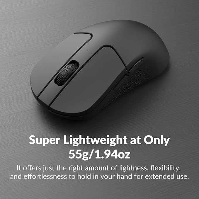 Keychron M3 Mini 4K Wireless Bluetooth 5.1/2.4 GHz/Wired Optical Mouse, Ultra-Lightweight 55g Programmable PixArt 3395 Sensor with up to 26,000 DPI/ 650 IPS for Windows Mac Linux - Black
