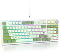 surmen Green Creamy Keyboard with with Number Pad, 96% RGB Mechanical Keyboard Full Gasket Mounted Hot Swappable Custom Wired Thocky Keyboards with Knob for Office Gamer (98 Matcha)