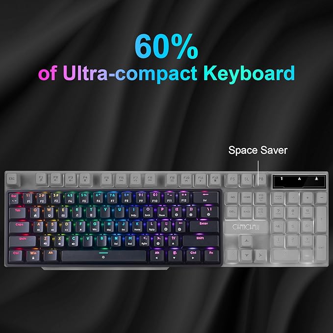 CHONCHOW Mechanical Keyboard 61 Keys Gaming RGB USB Wired Red Switch Programmable Ultra-Compact Keypad Compatible with Windows 7/8/10 iMac Xbox one X Ps4(Black,red Switch)