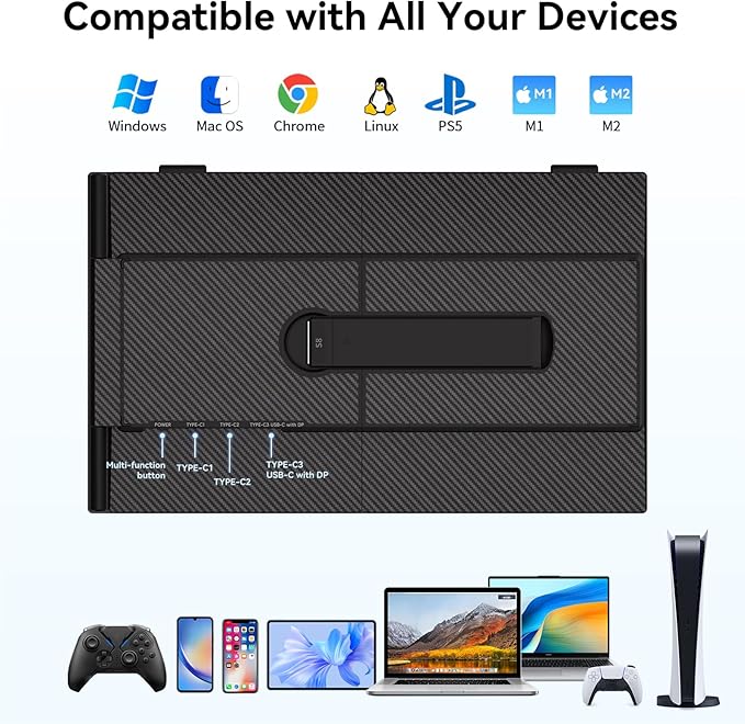 14" Laptop Screen Extender, Ultra-Thin Ligthweight FHD 1080P IPS Portable Monitor, Travel Screen for Laptops 13-17.3" USB-C/HDMI Plug and Play for Windows/Mac/Android/PS5