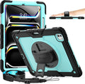 timecity Case for iPad Pro 13 Inch M5 2025 / M4 2024, 360° Rotating Stand, Pencil Holder & Wireless Charging, Shockproof with Screen Protector & Shoulder Strap - for Designers & Professionals, Blue