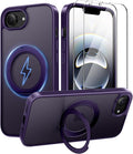 360°Ring Stand for iPhone 16E/17E Case with 2X Screen Protector,Fit for MagSafe, Anti-Yellowing & Scratch-Resistant Back Phone Case for iPhone 16E/17E 6.1", Purple