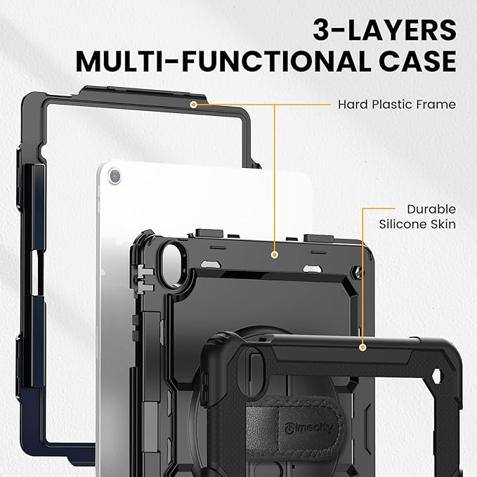 timecity for iPad Air 13 Inch Case M4 2026/ M3 2025/ M2 2024, 360° Rotating Stand, Pencil Holder & Wireless Charging, Shockproof with Screen Protector & Shoulder Strap - for Designers, Black